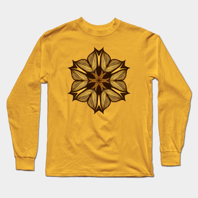 Yellow Flower Abstract Art In Ink Long Sleeve T-Shirt by Boriana Giormova